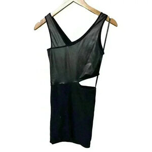 Bebe Black Liquid Top Cutout Dress Size Petite Small